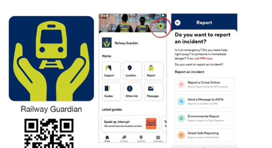 Powerpoint slide showing Railway Guardian phone app